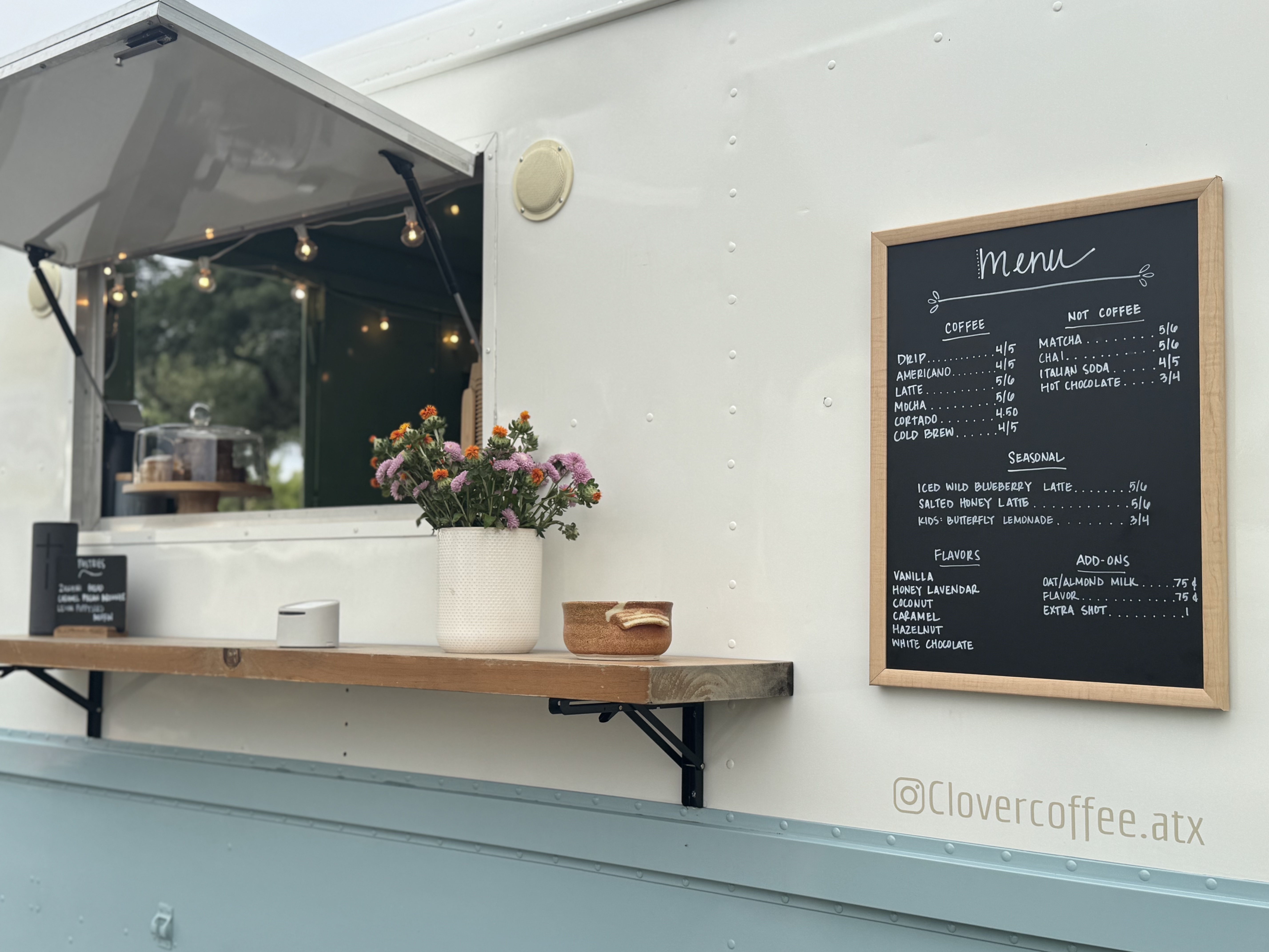 Coffee truck with a menu